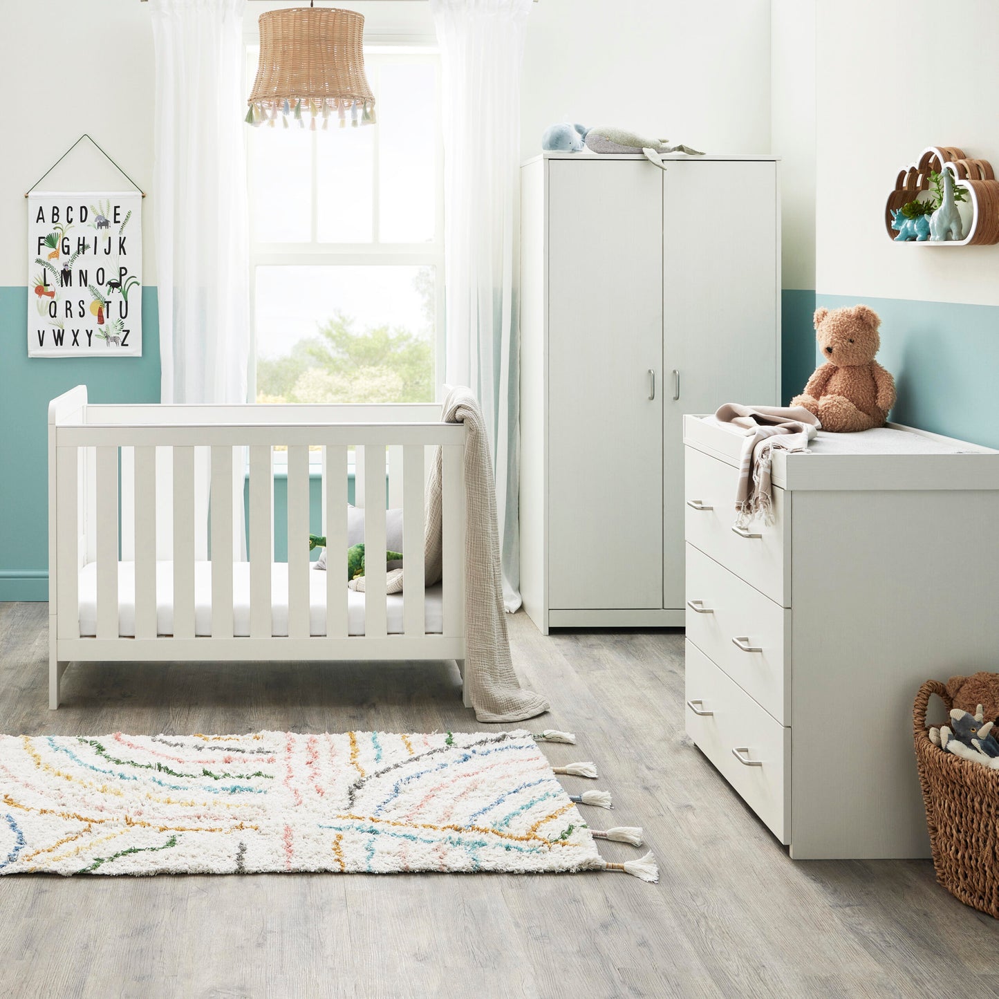 Caro Mini 3 Piece Nursery Furniture Set – White Wash