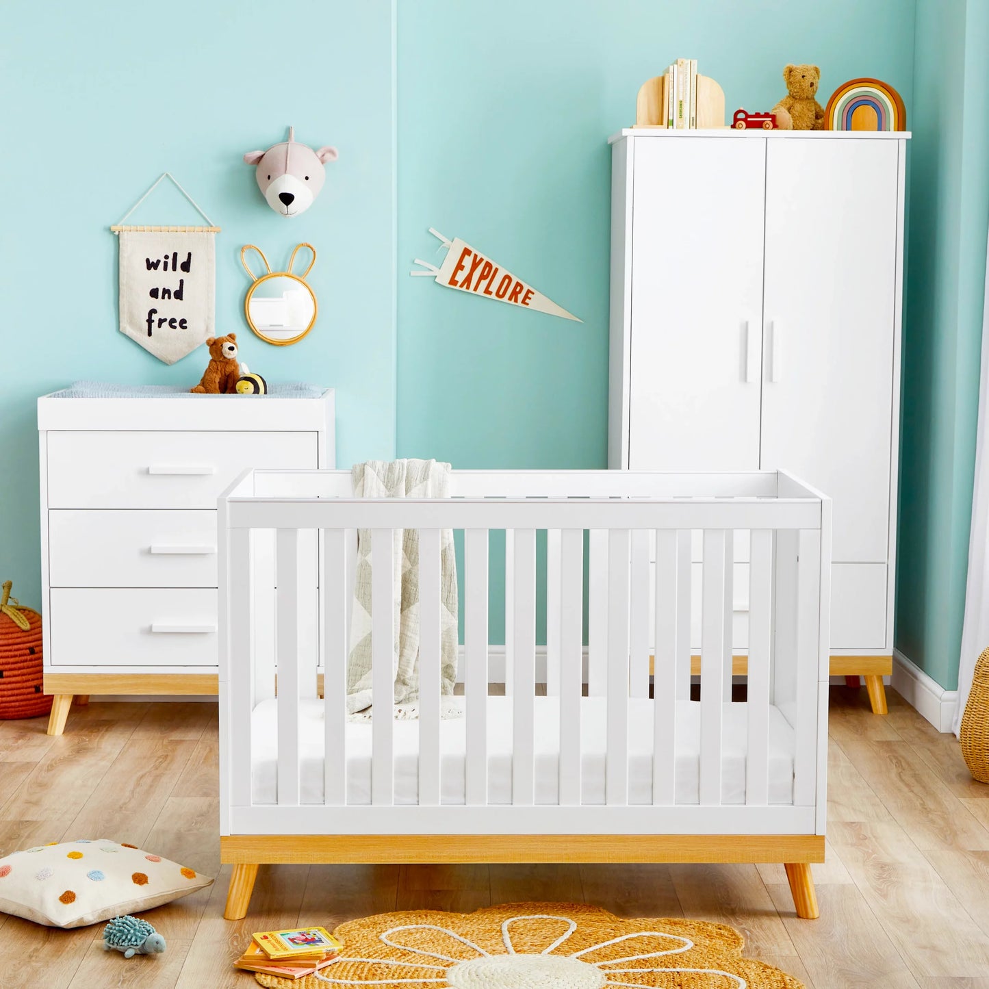 Babymore Mona Mini 3 Piece Nursery Furniture Set – White