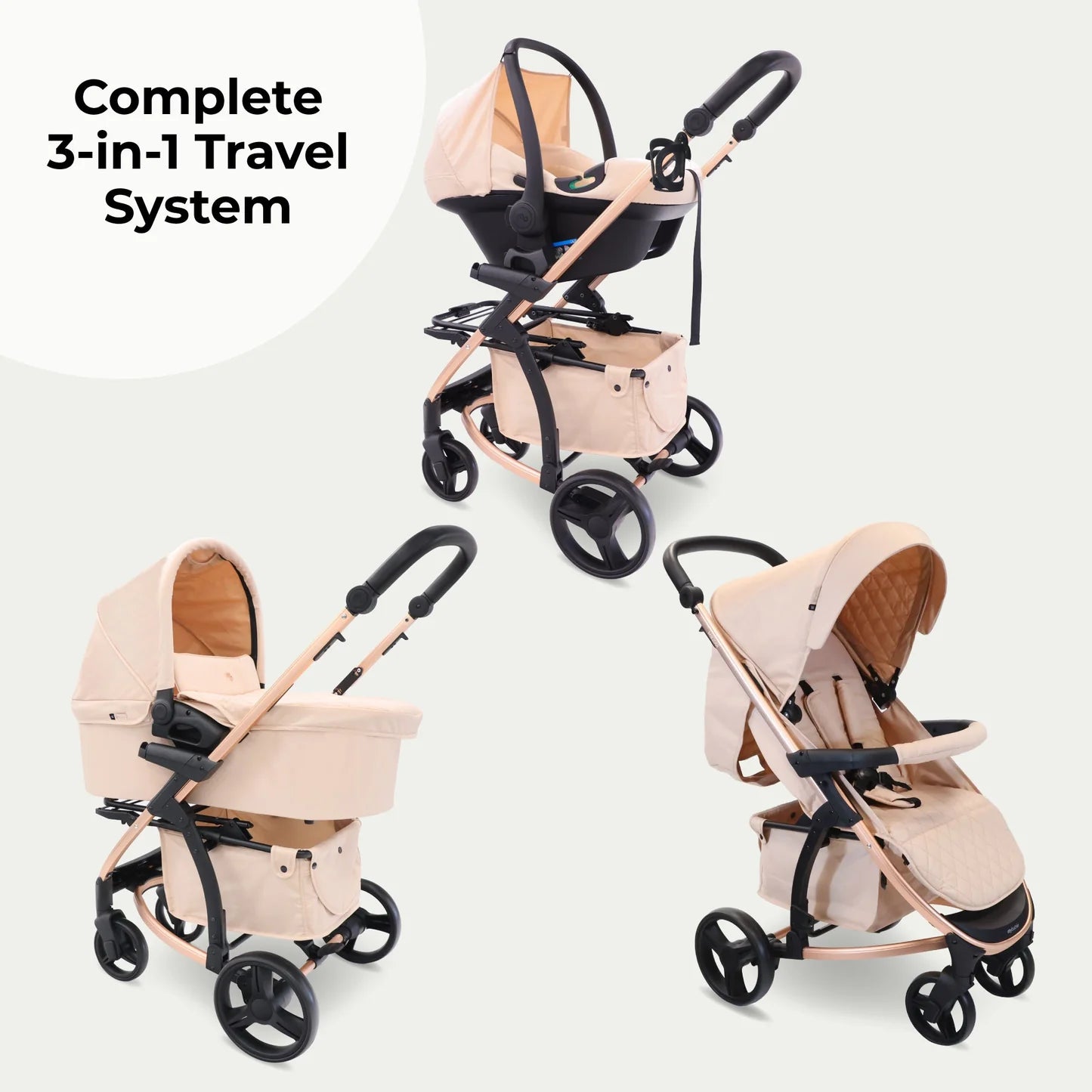 My Babiie MB200i 3-in-1 Travel System with i-Size Car Seat - Blush
