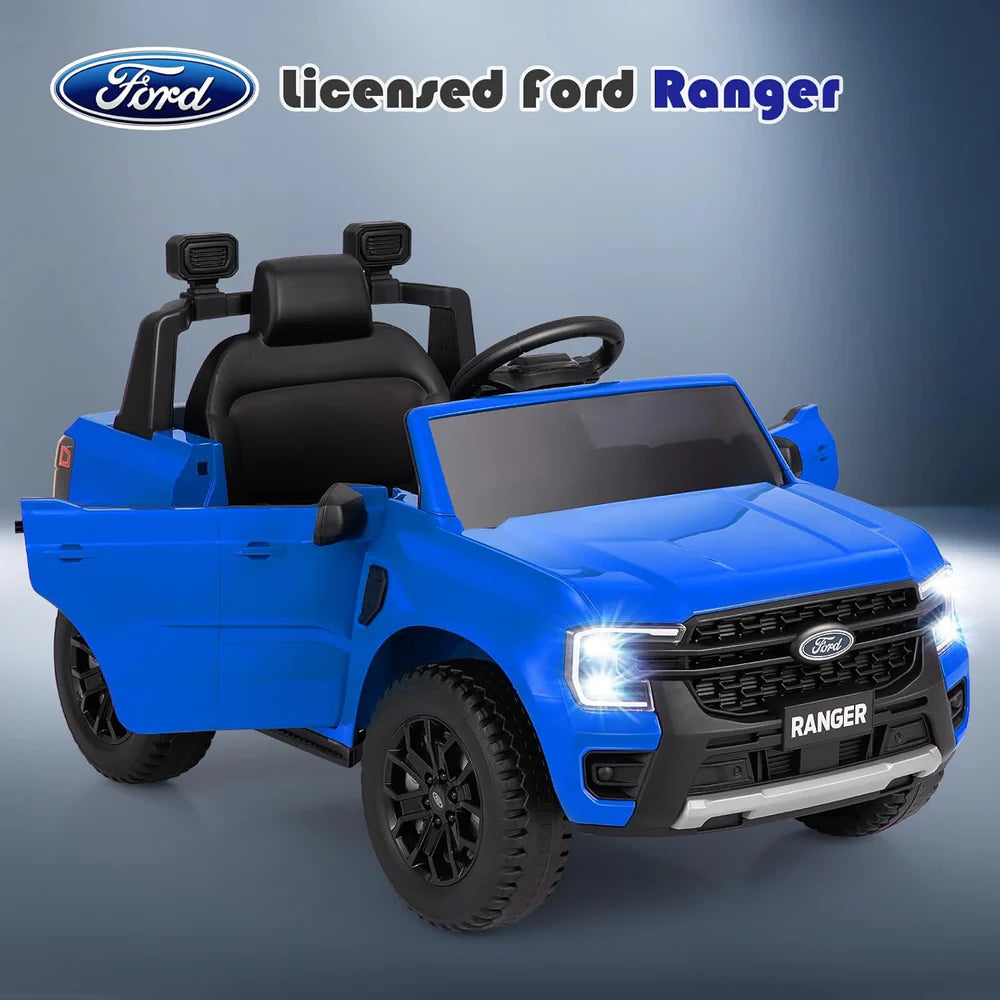 Kids Ride on Ford Ranger 12V Electric Car with Parental Remote - Blue