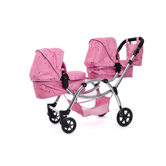 ROMA DARCIE TWIN DOLLS PRAM - PINK