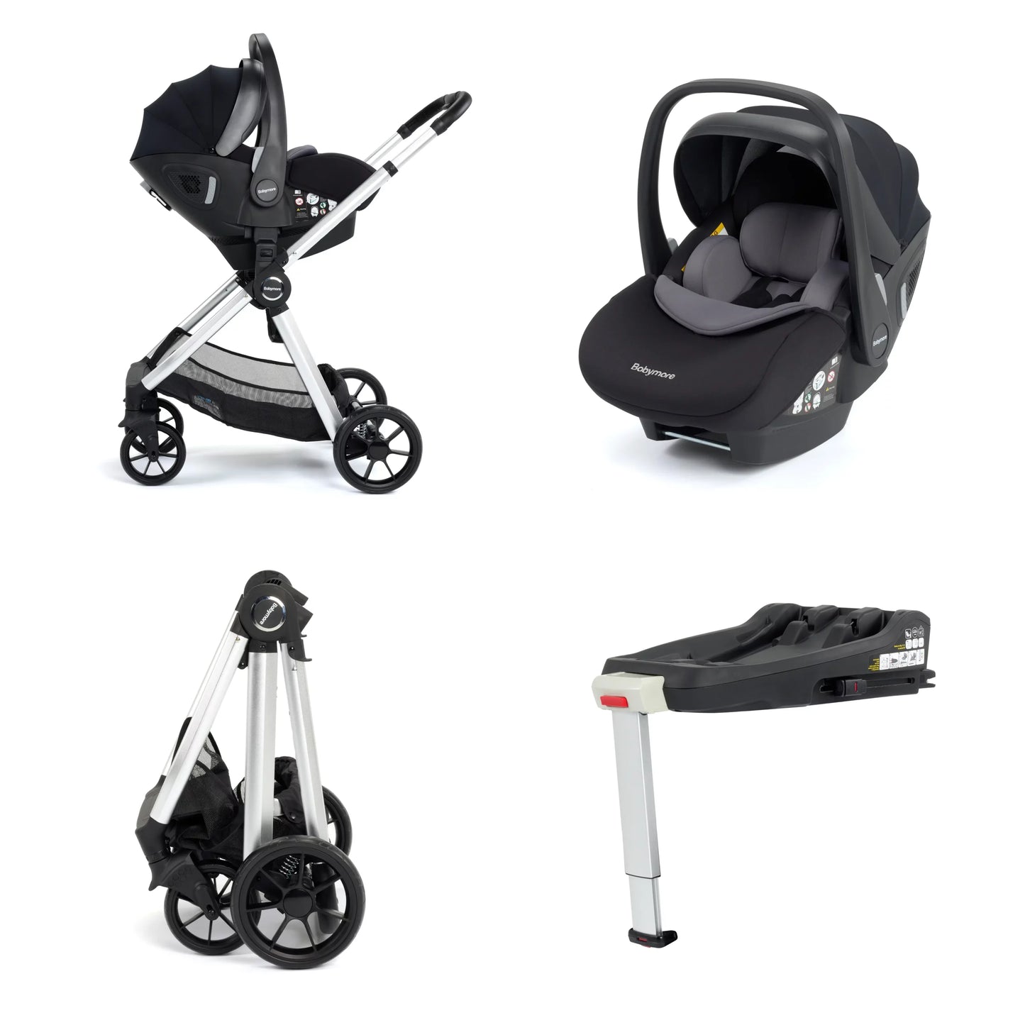 Babymore Mimi Travel System Pecan i-Size Car Seat with Isofix Base – Silver