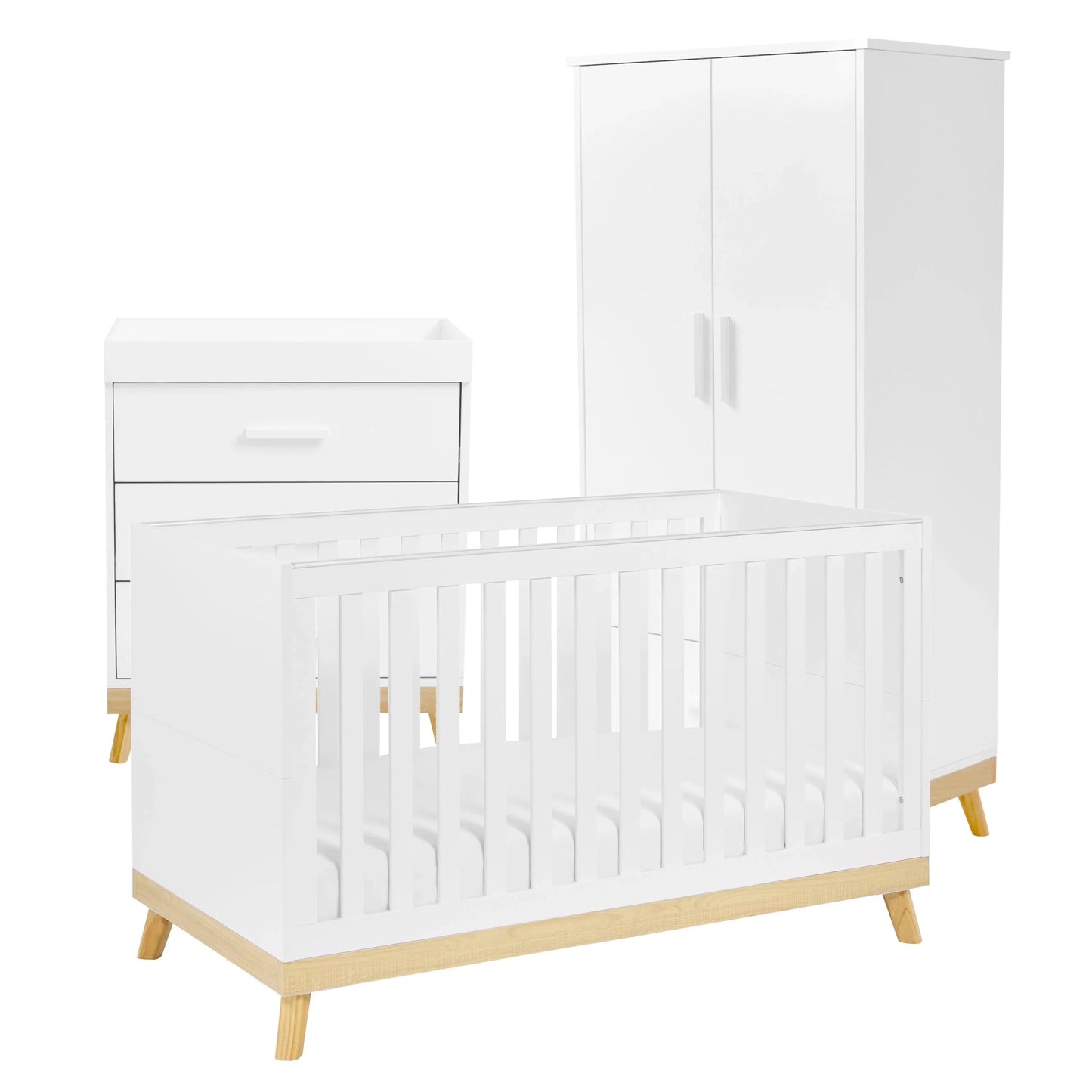 Babymore Mona 3 Piece Nursery Furniture Set – White