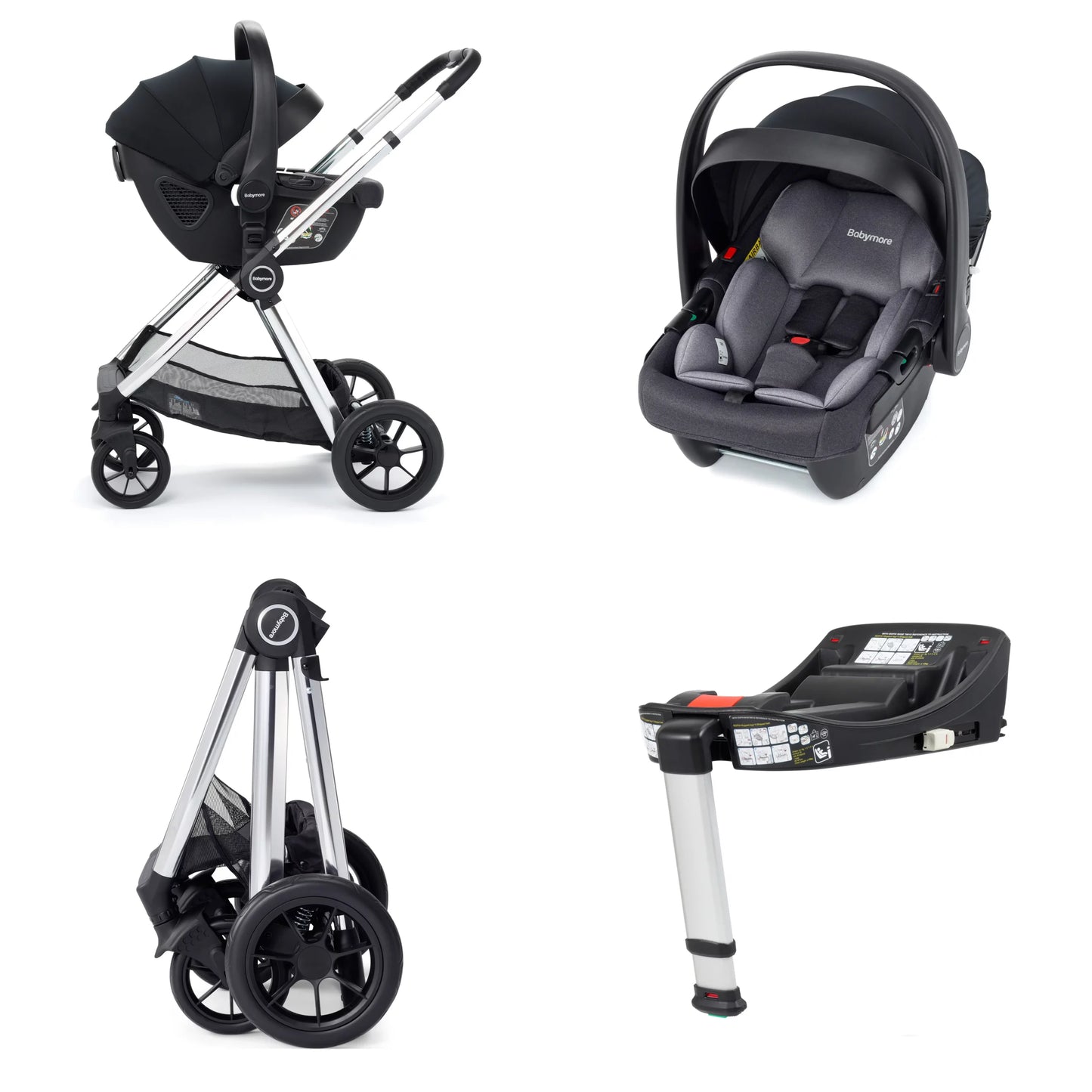 Babymore Memore V2 Travel System Coco with Base – Chrome