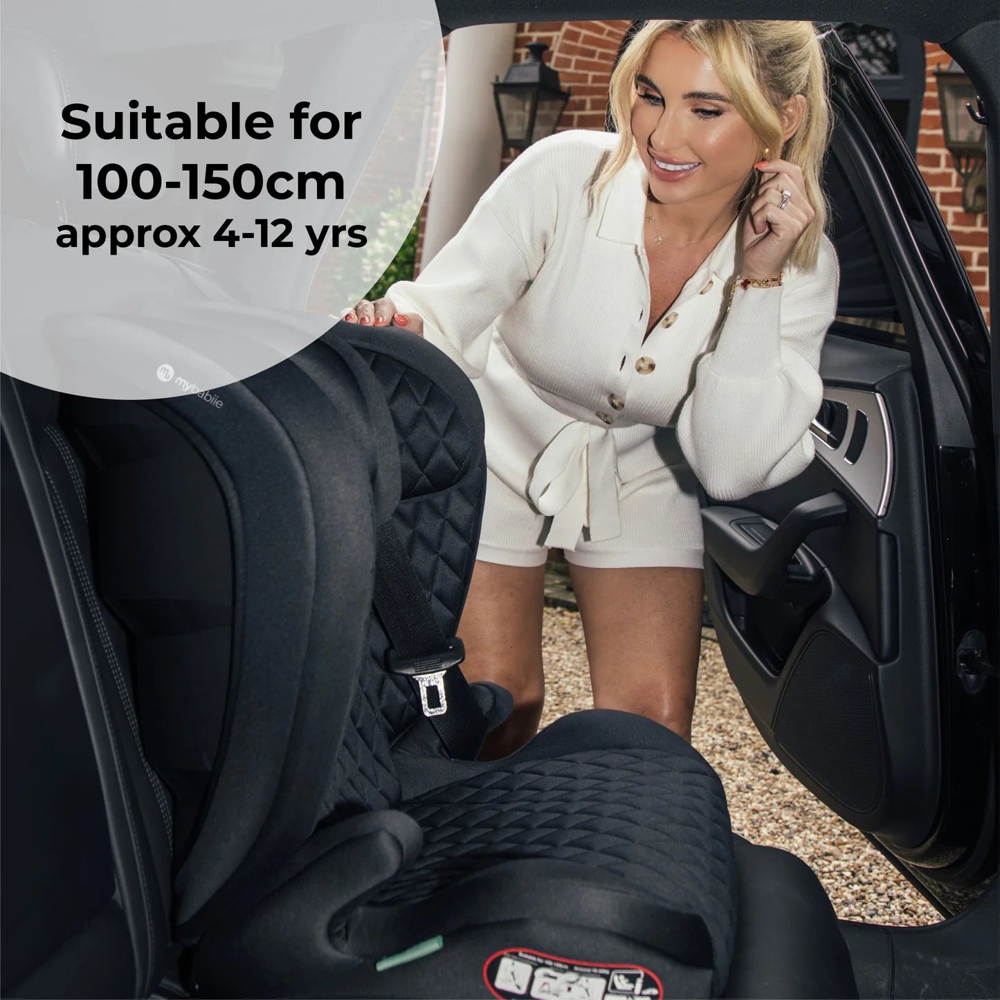My Babiie MBCS23 i-Size (100-150cm) High Back Booster Car Seat - Quilted Black