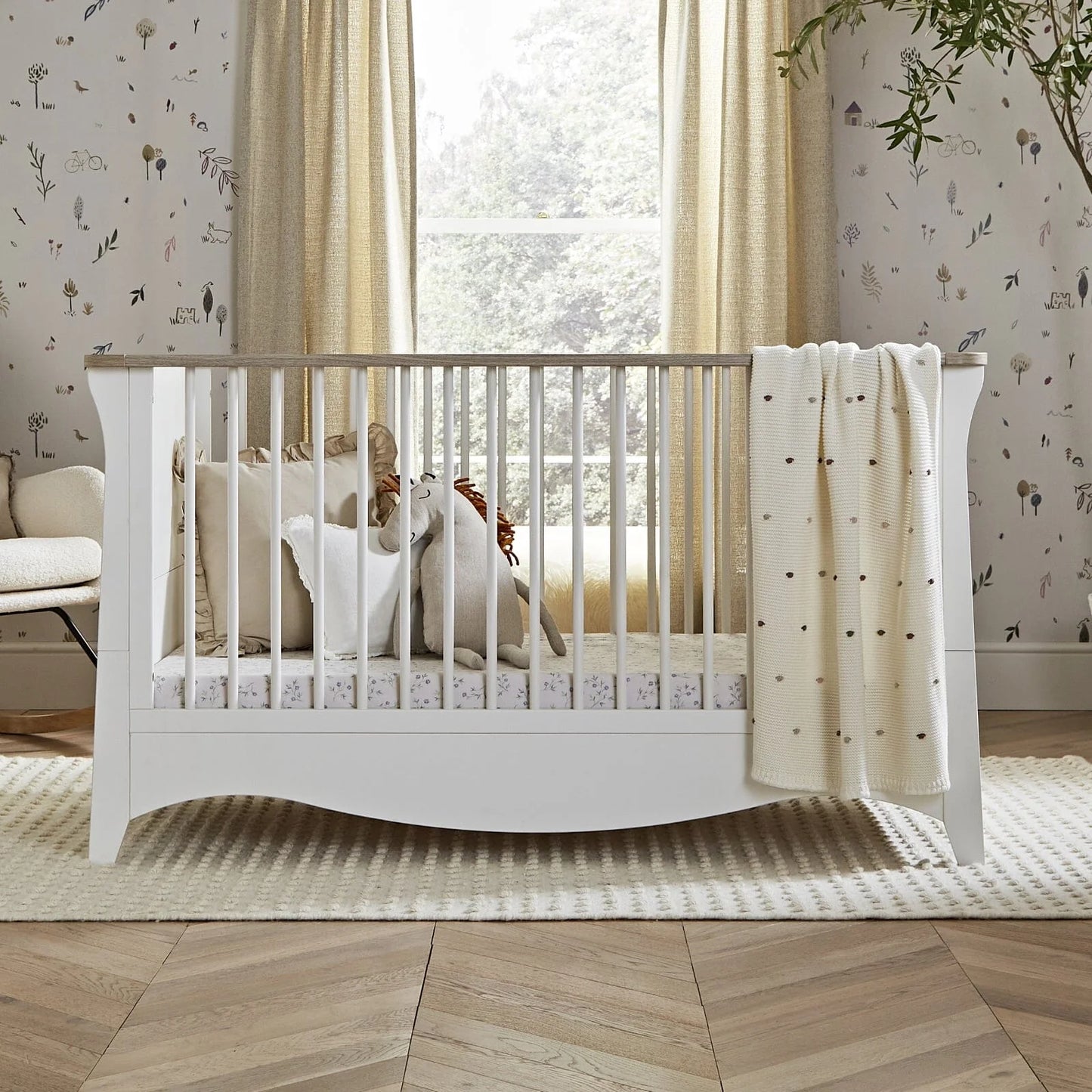 CuddleCo Clara 3 Piece Nursery Furniture Set - White & Ash