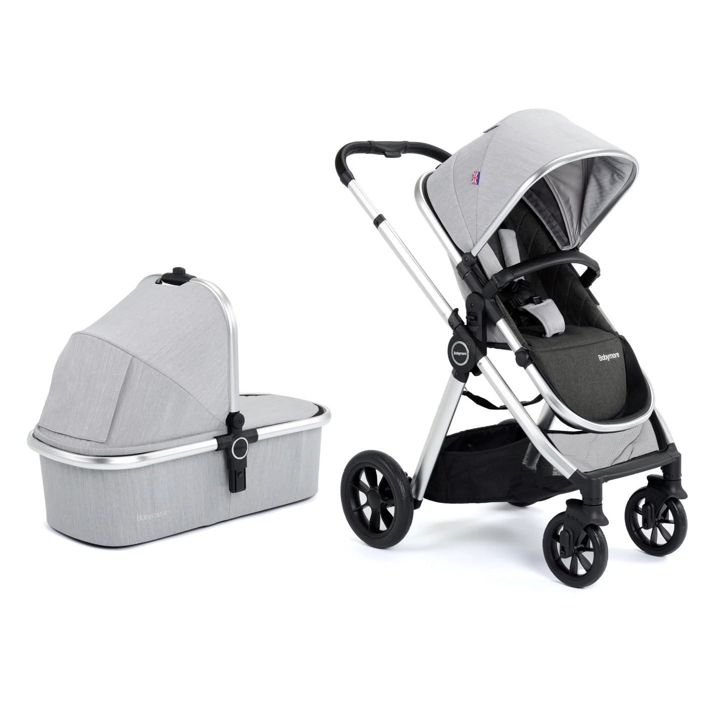 Babymore Memore V2 Travel System Coco with Base – Silver