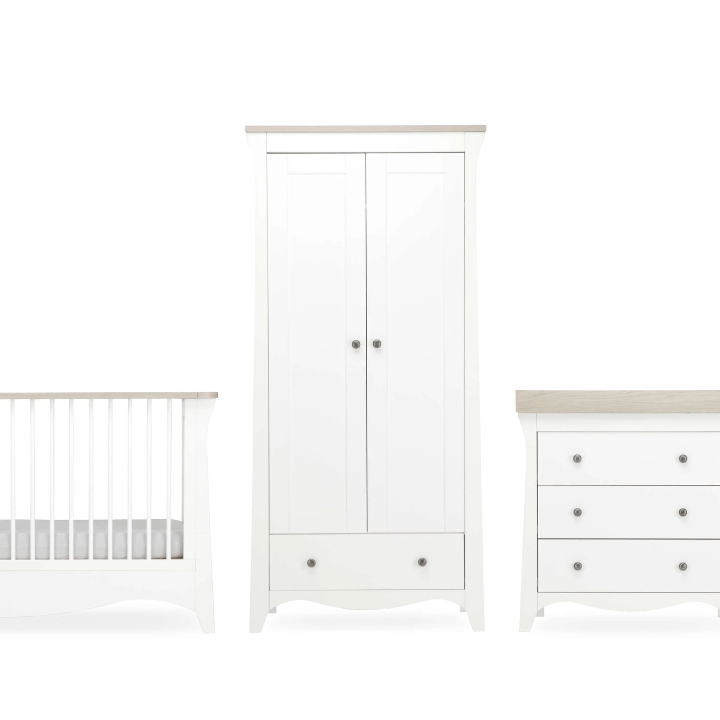 CuddleCo Clara 3 Piece Nursery Furniture Set - White & Ash