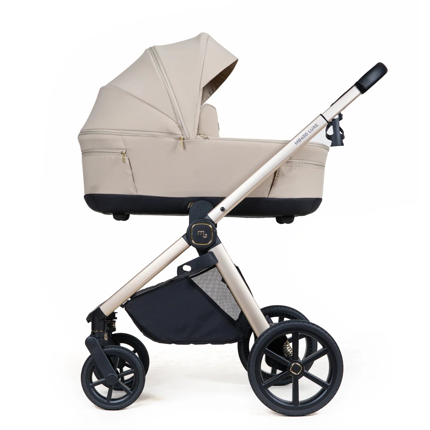 My Babiie MB450 LUXE 3-in-1 Travel System with Rotating Car Seat + Base - Feather