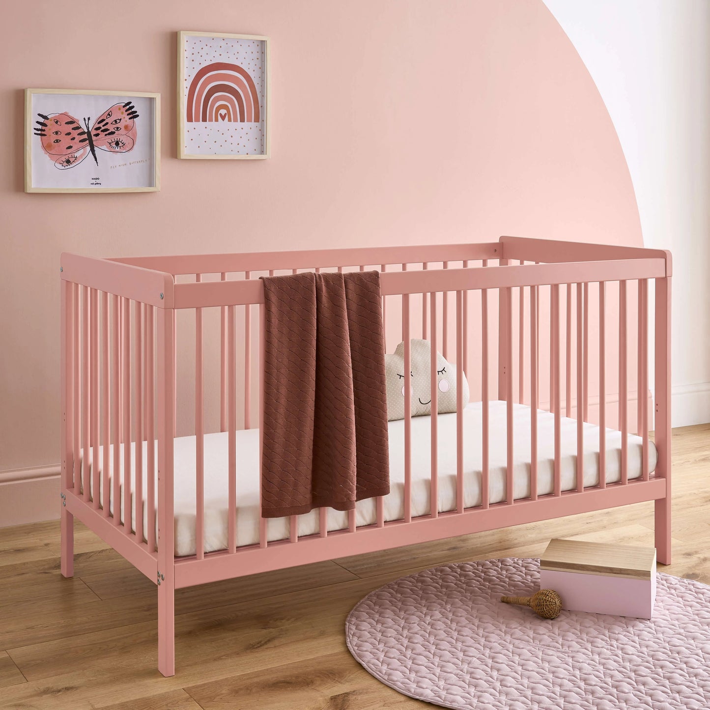 CuddleCo Nola 3 Piece Nursery Furniture Set - Blush Pink