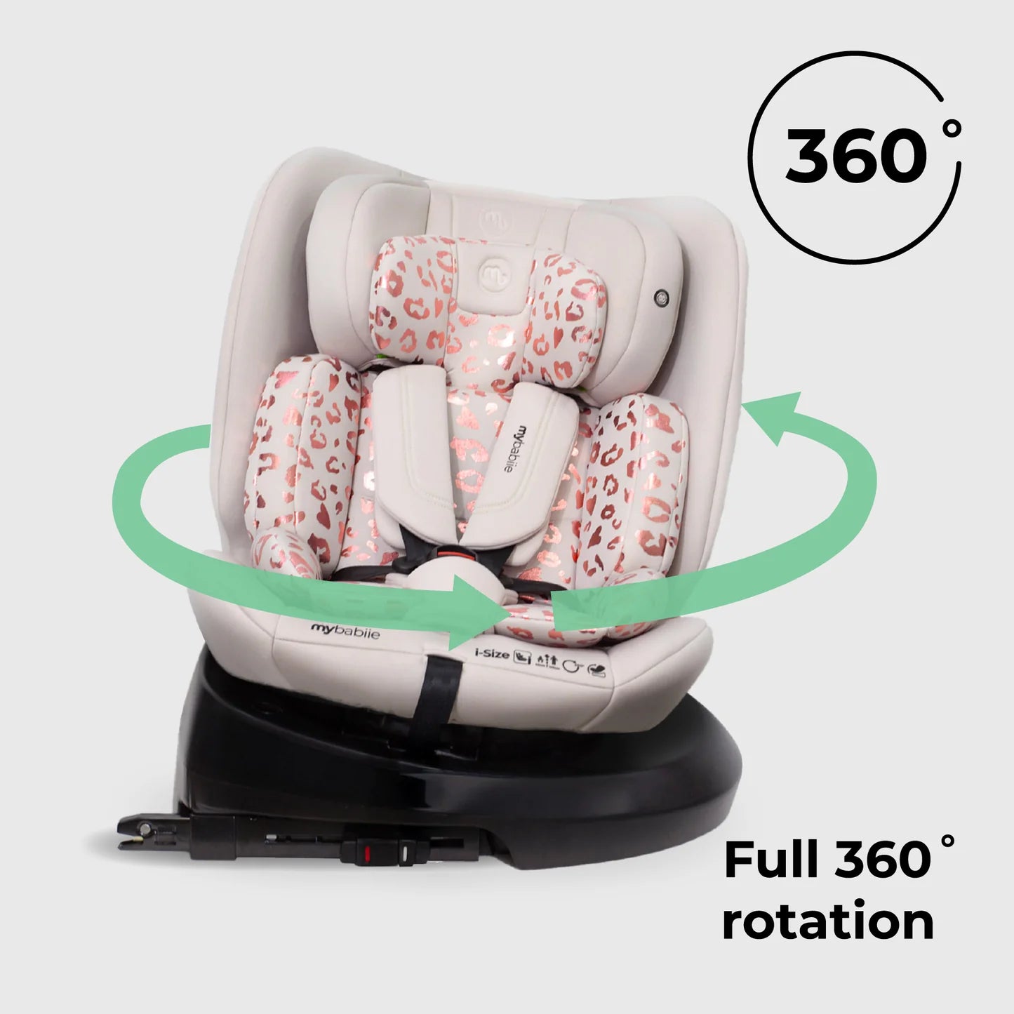 My Babiie MBCS200 Spin R129 Car Seat with Top Tether - Pink Leopard