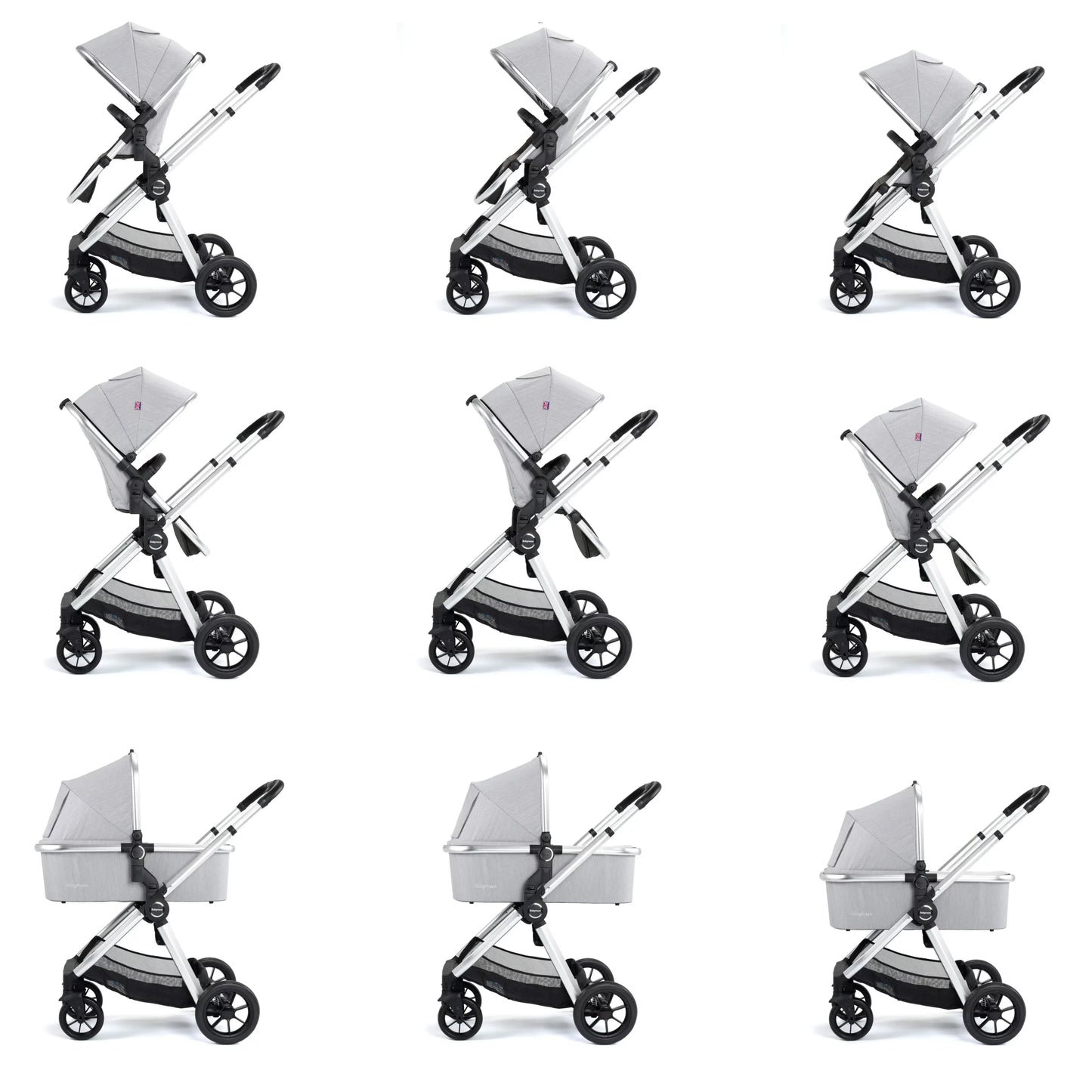 Babymore Memore V2 Travel System Coco with Base – Silver