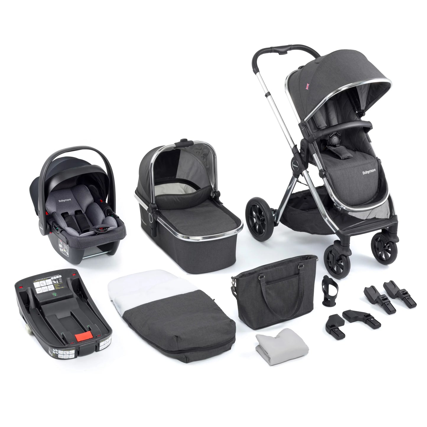 Babymore Memore V2 Travel System Coco with Base – Chrome