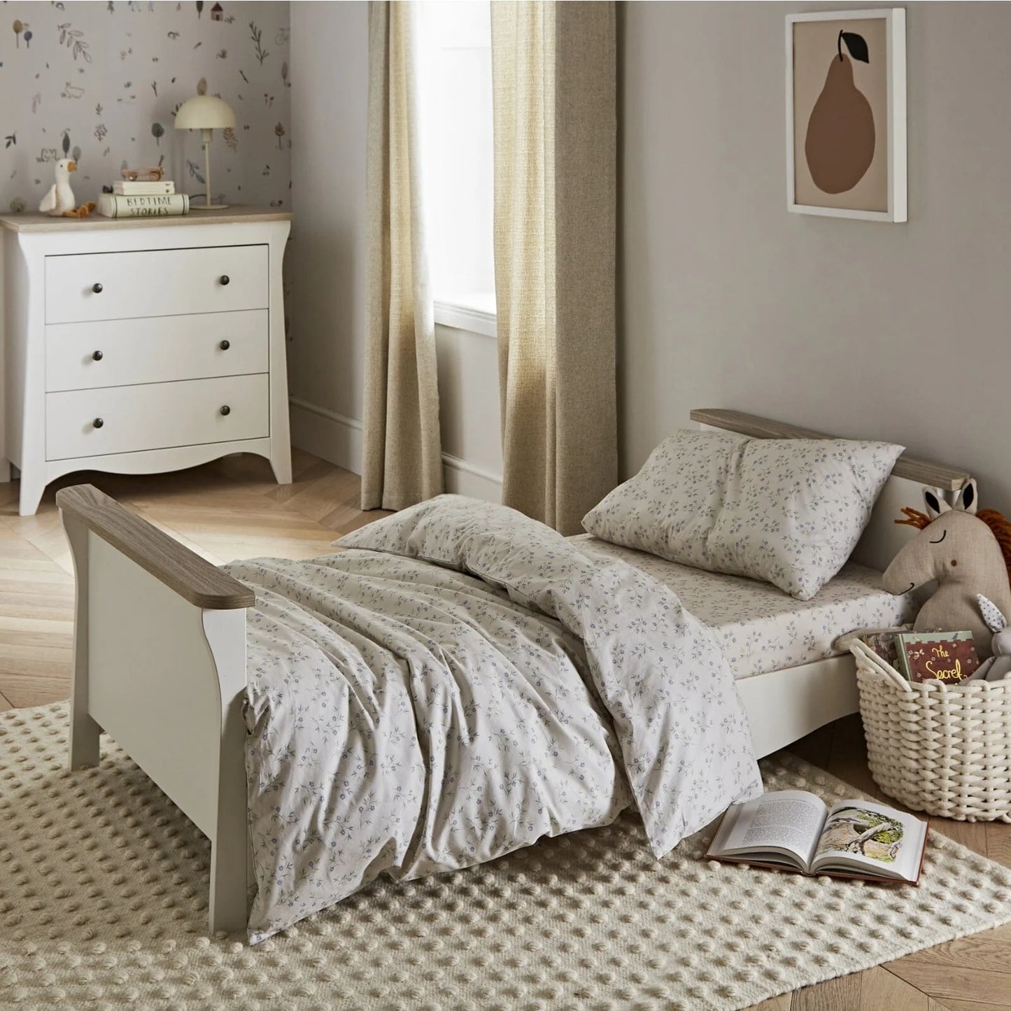 CuddleCo Clara 3 Piece Nursery Furniture Set - White & Ash
