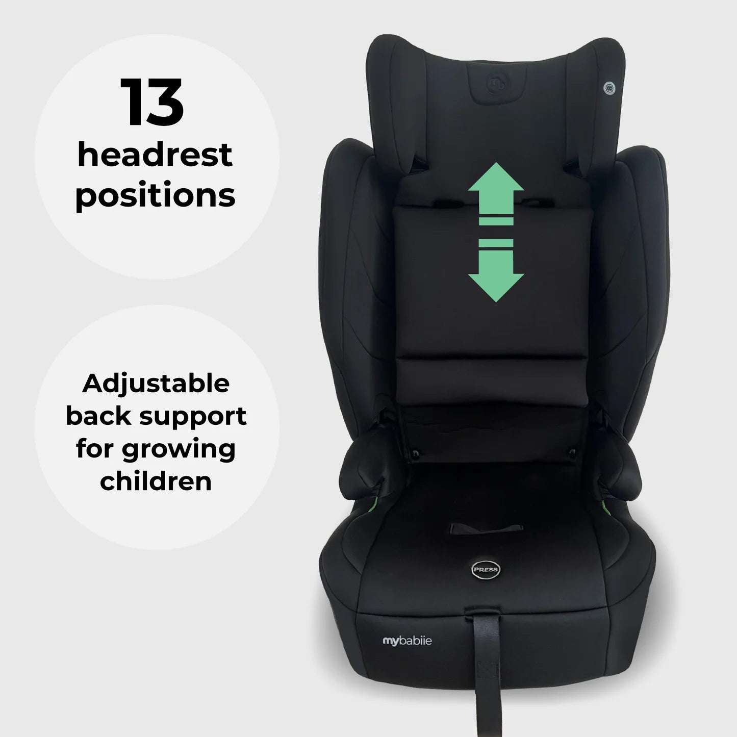 My Babiie MBCS80 Foldable Toddler to Booster R129 Car Seat with ISOFIX - Black