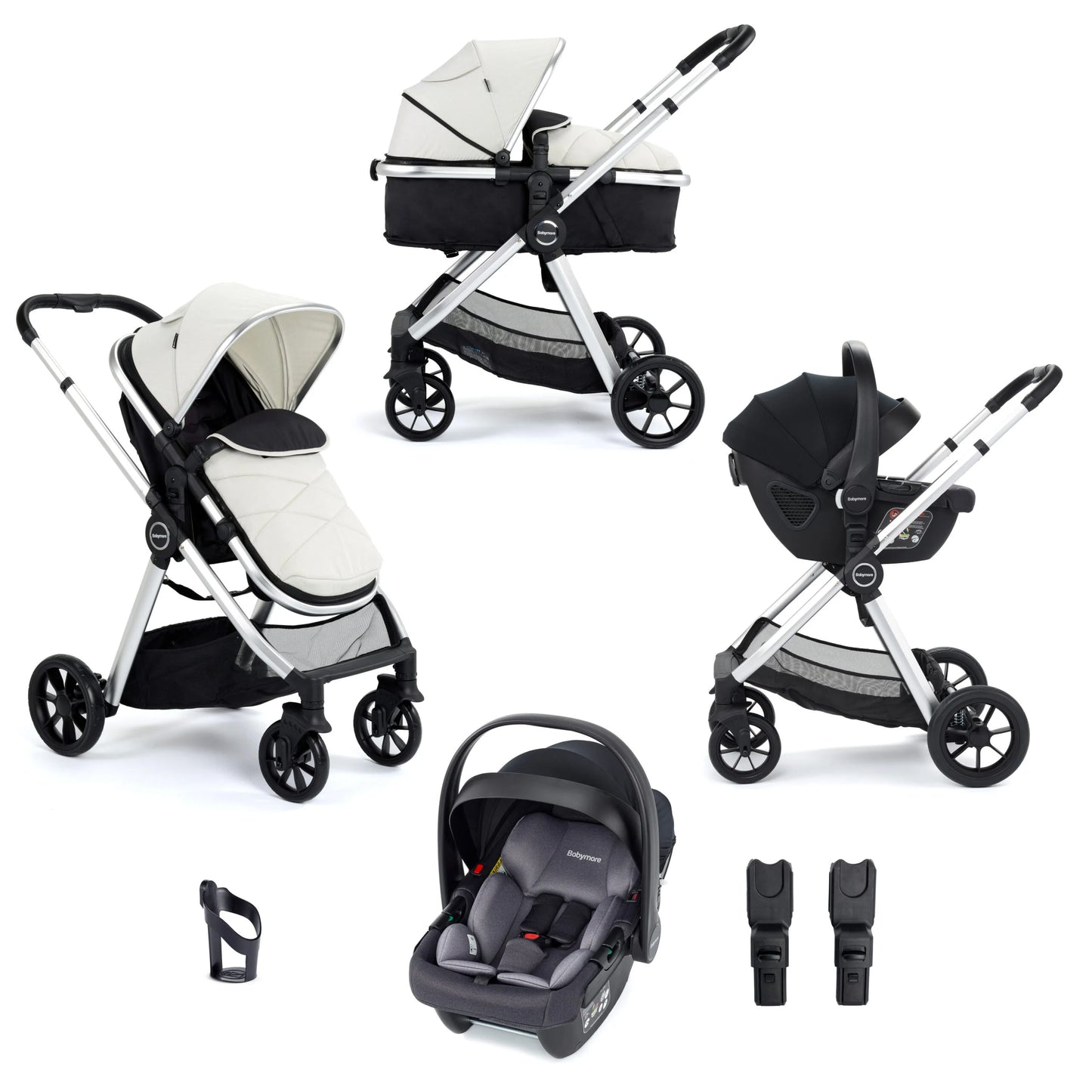 Babymore Mimi Travel System Coco i-Size Car Seat – Silver