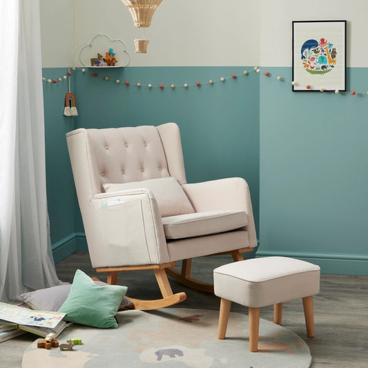 Babymore Lux Nursing Chair with Footstool – Cream