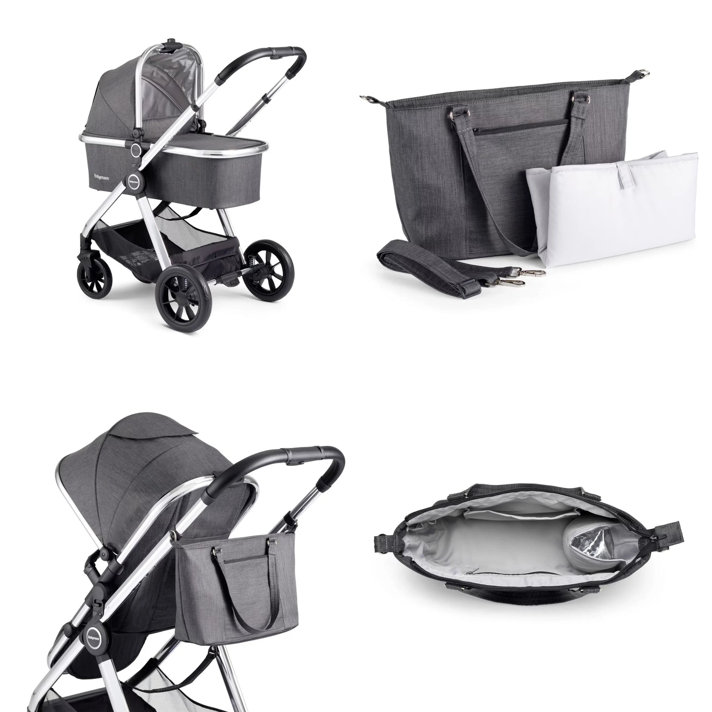 Babymore Memore V2 Travel System Coco with Base – Chrome