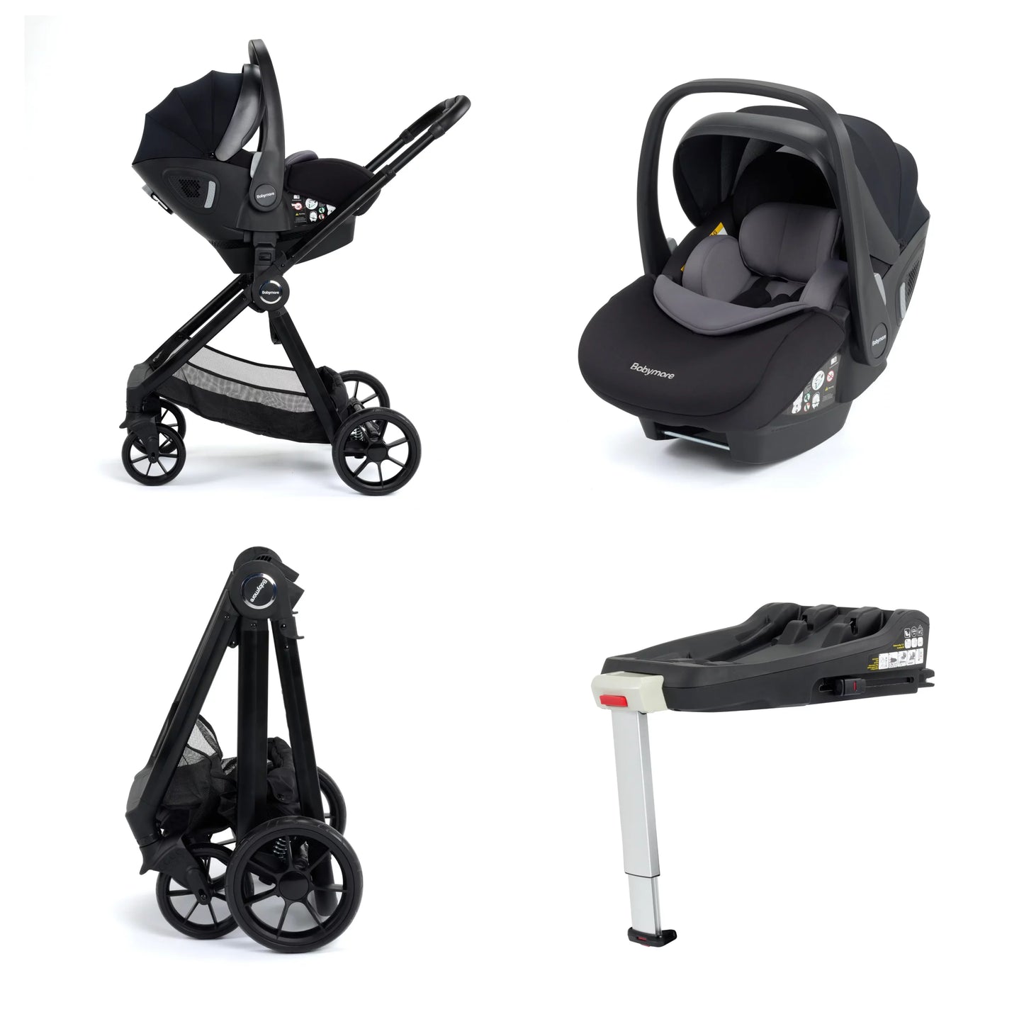 Babymore Mimi Travel System Pecan i-Size Car Seat with Isofix Base – Black