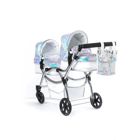ROMA POLLY AMY CHILDS TWIN DOLLS PRAM - MERMAID