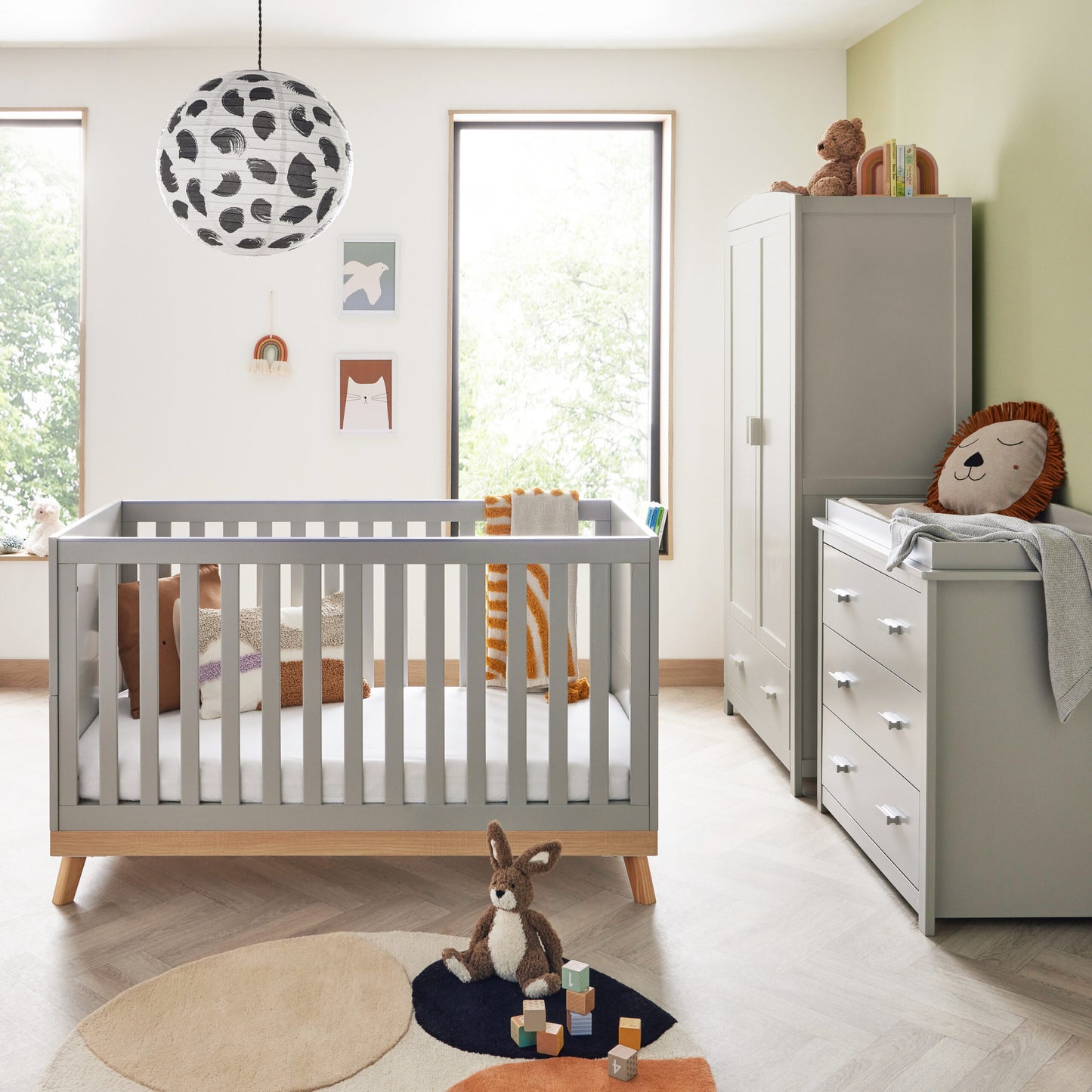 Babymore Mona 3 Piece Universal Nursery Furniture Set – Grey