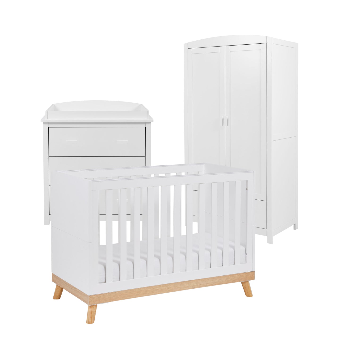 Babymore Mona Mini 3 Piece Universal Nursery Furniture Set – White