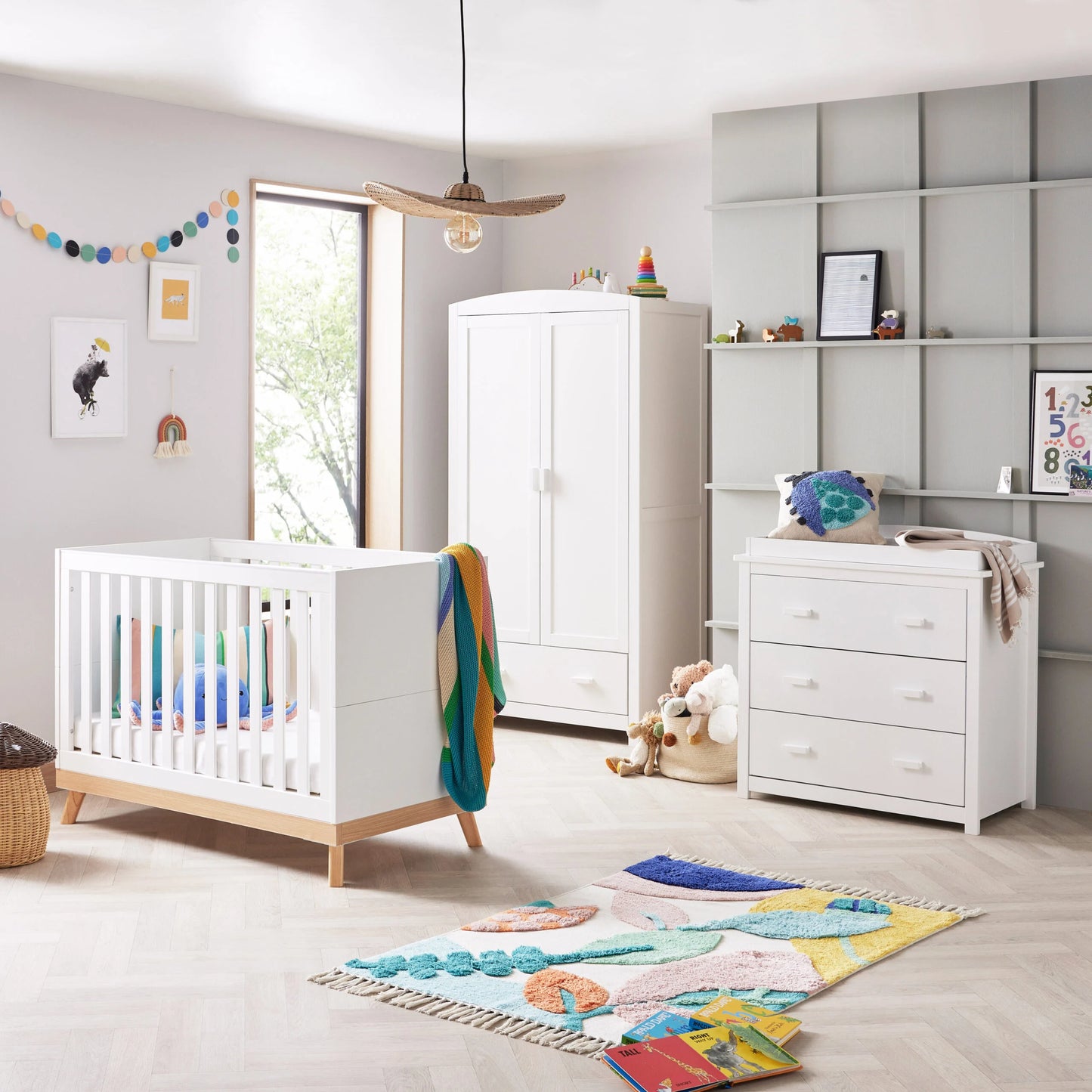 Babymore Mona Mini 3 Piece Universal Nursery Furniture Set – White