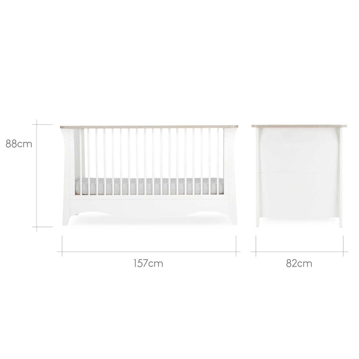 CuddleCo Clara 3 Piece Nursery Furniture Set - White & Ash