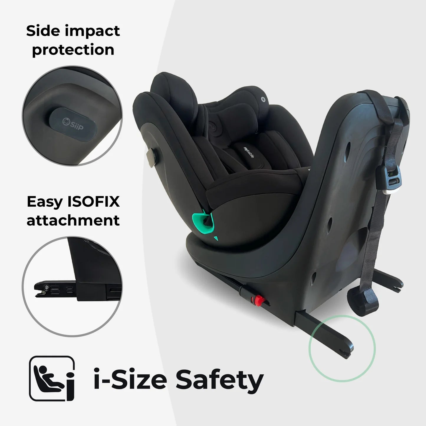 My Babiie MBCS300 Easy Spin R129 Car Seat with Top Tether - Black