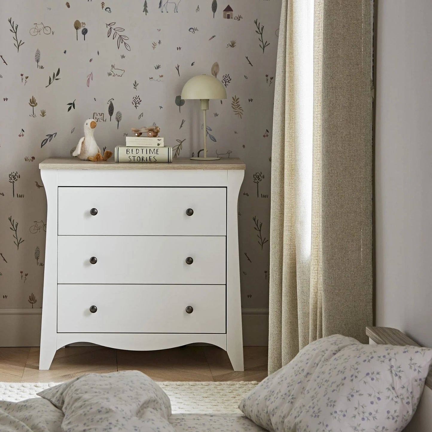 CuddleCo Clara 3 Piece Nursery Furniture Set - White & Ash