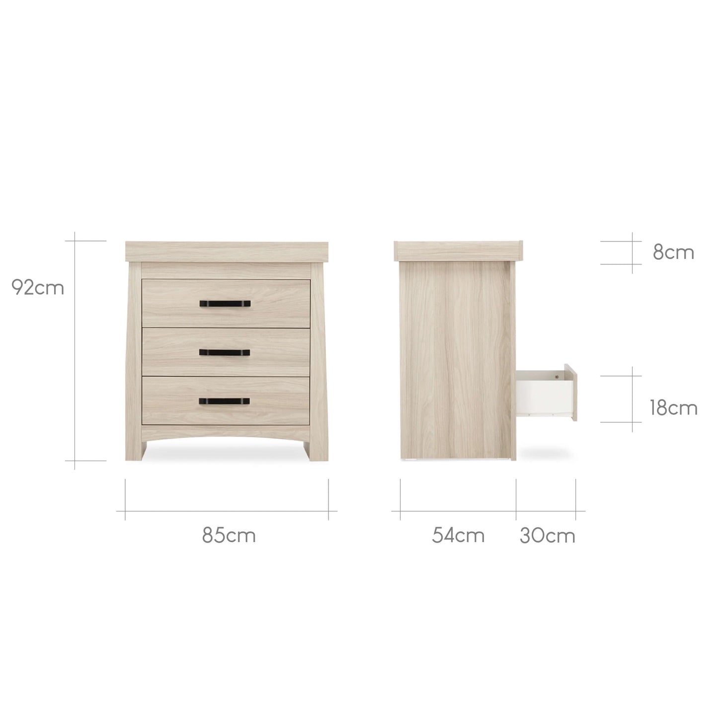 CuddleCo Isla 3 Piece Nursery Furniture Set - Ash