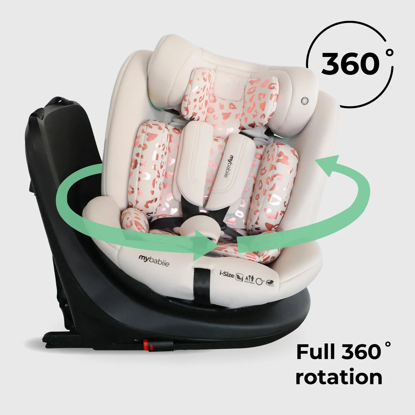 My Babiie MBCS300 Easy Spin R129 Car Seat with Top Tether - Pink Leopard