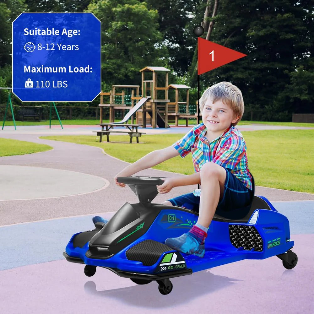 Zippy Zoom Driftster 24V Kids Ride on Drift Kart - Blue