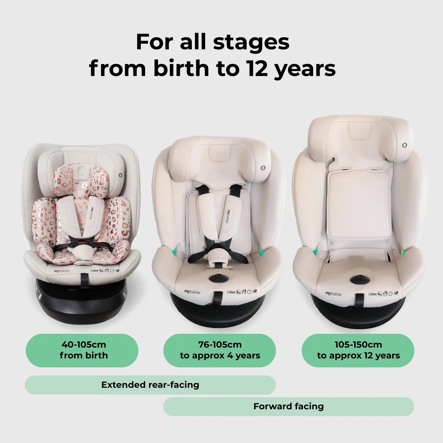 My Babiie MBCS200 Spin R129 Car Seat with Top Tether - Pink Leopard