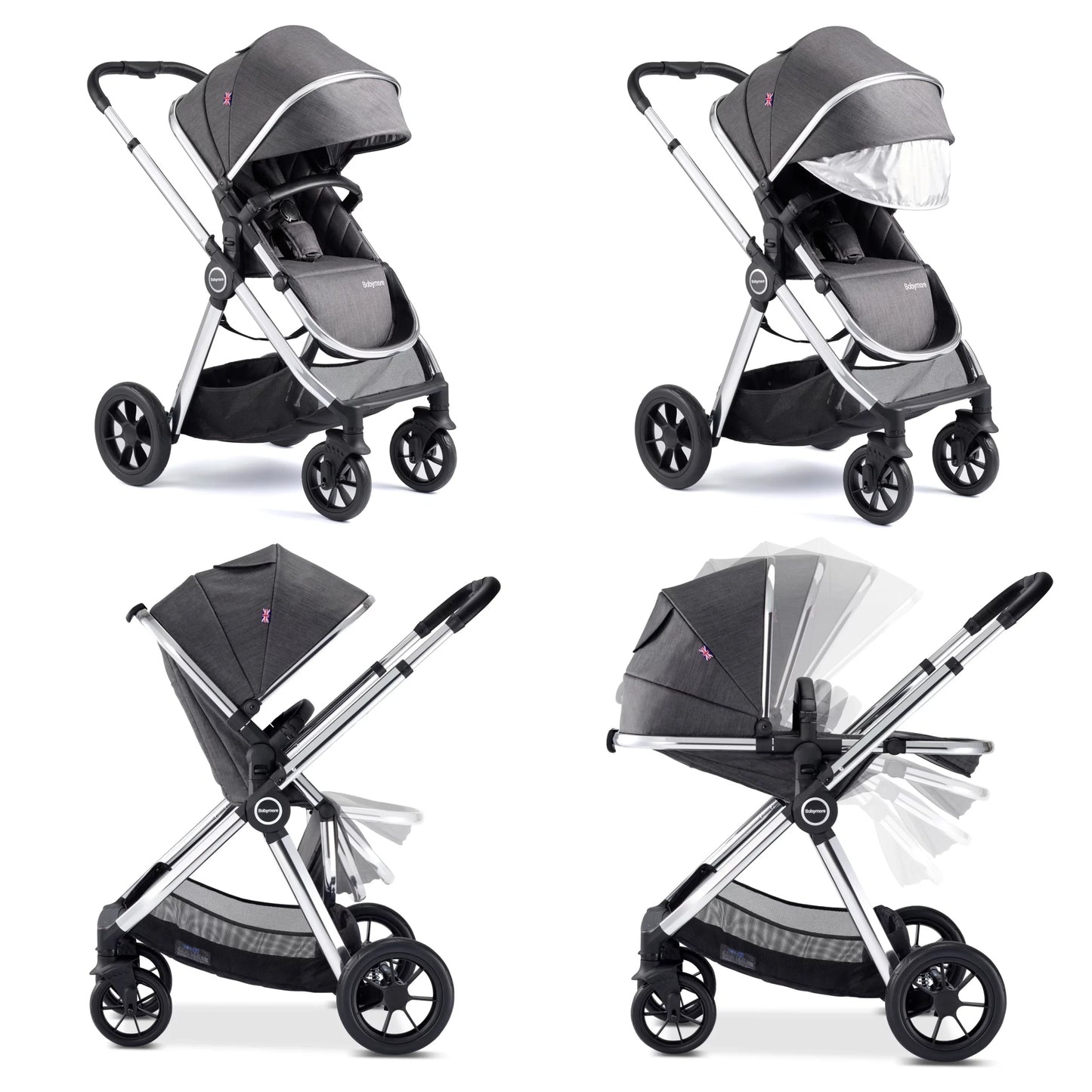 Babymore Memore V2 Travel System Coco with Base – Chrome