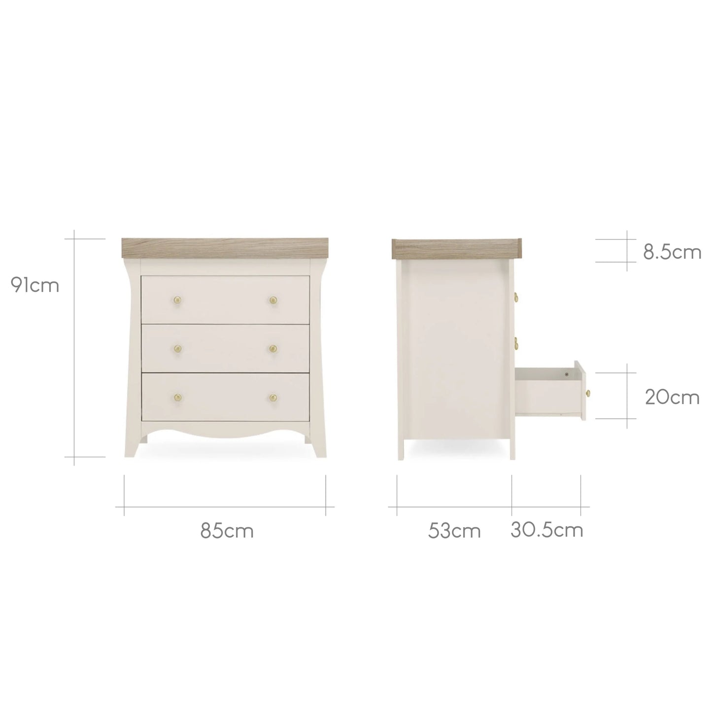 CuddleCo Clara 3 Piece Nursery Furniture Set - Cashmere & Ash