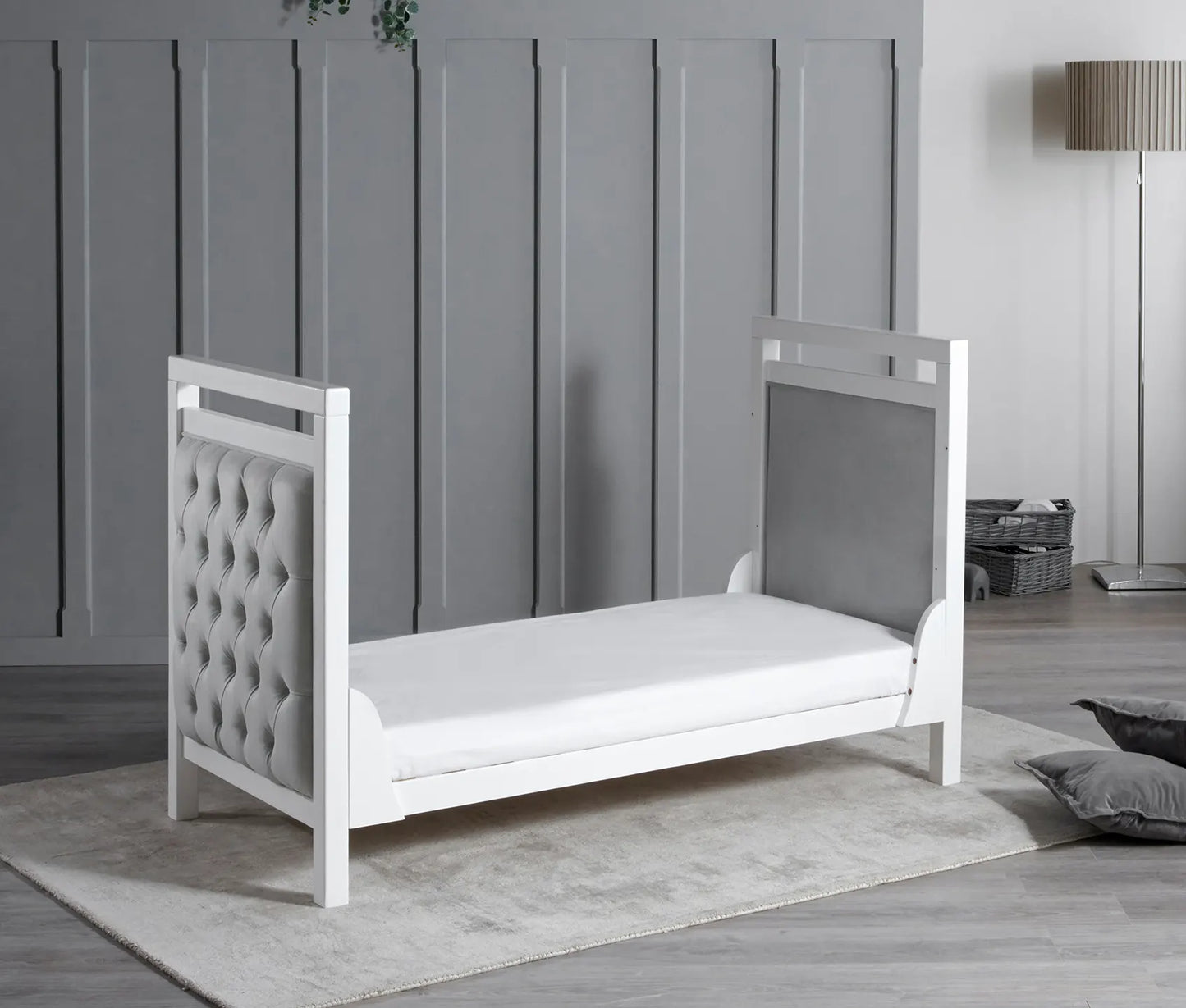 Babymore Velvet Deluxe Cot Bed – White