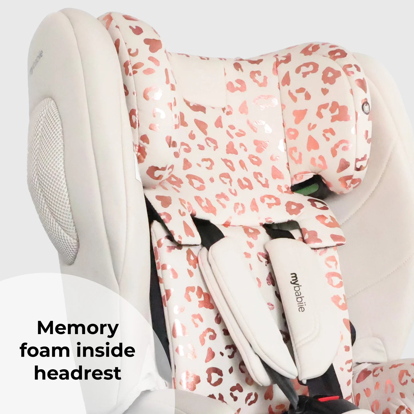 My Babiie MBCS80 Foldable Toddler to Booster R129 Car Seat with ISOFIX - Pink Leopard