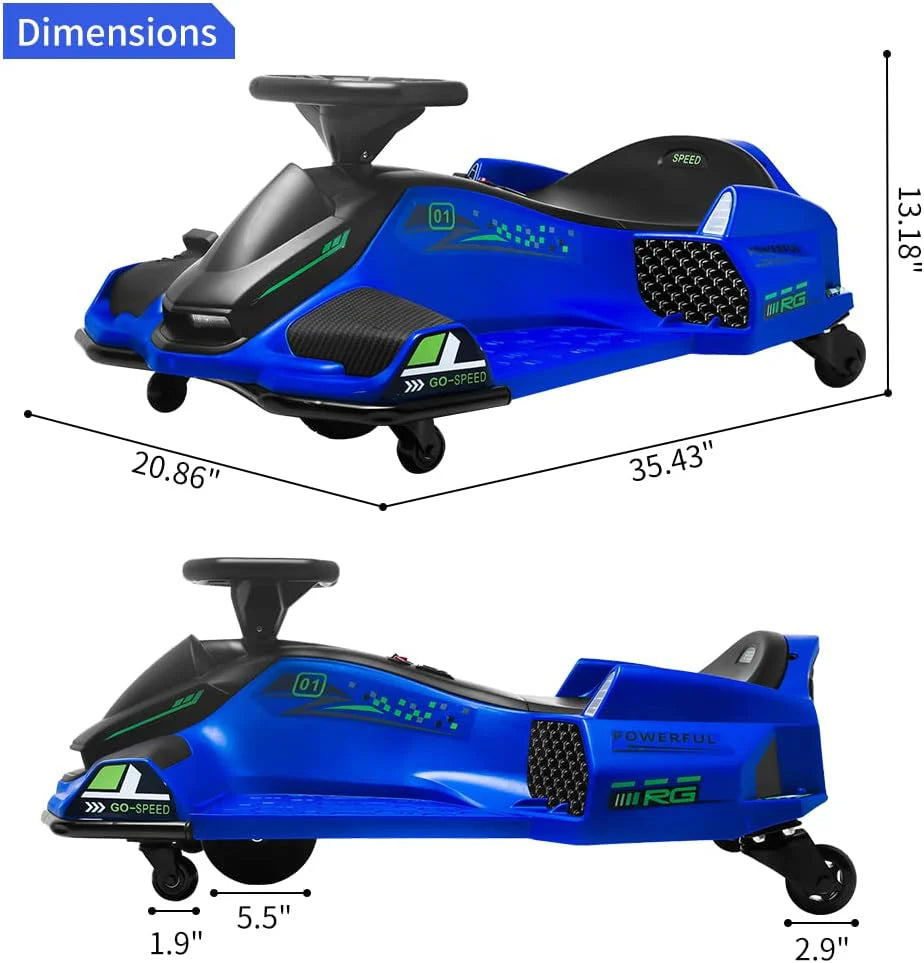Zippy Zoom Driftster 24V Kids Ride on Drift Kart - Blue
