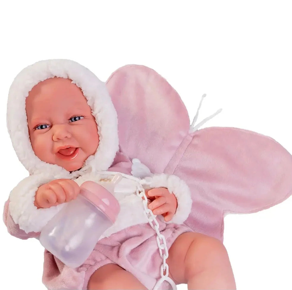Antonio Juan Doll - Newborn Carla with Butterfly Washcloth and Feeding Bottle 42 cm