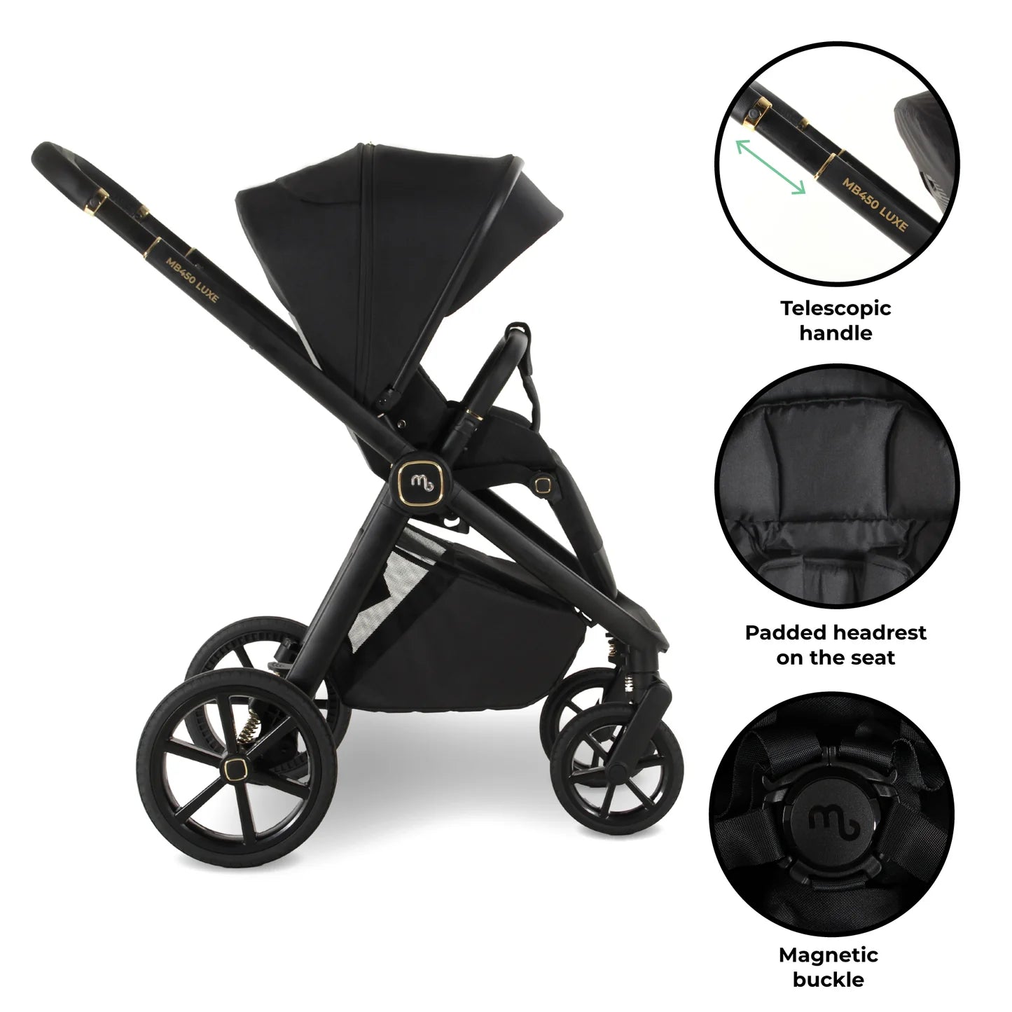 My Babiie MB450 LUXE 2-in-1 Pushchair & Carrycot - Black