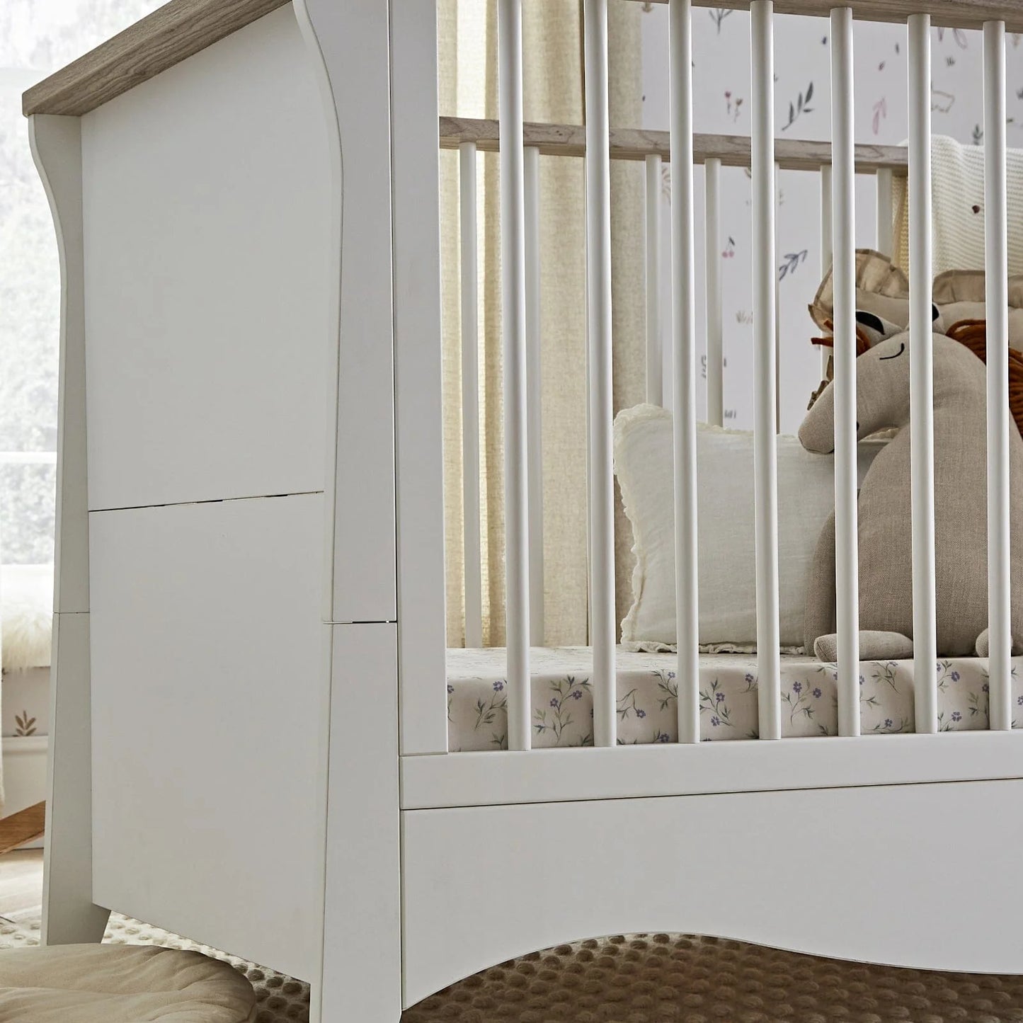 CuddleCo Clara 3 Piece Nursery Furniture Set - White & Ash