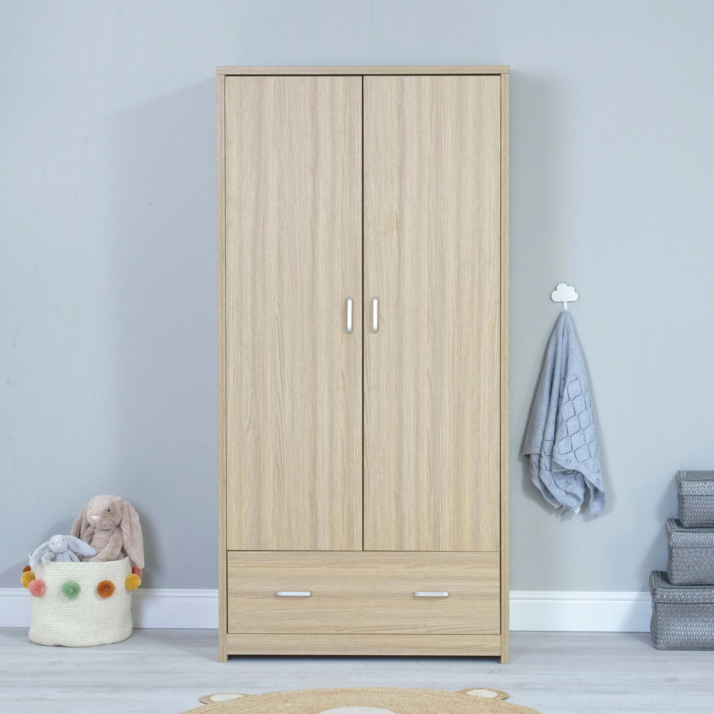 Babymore Luno 3 Piece Nursery Furniture Set with Drawer – Oak