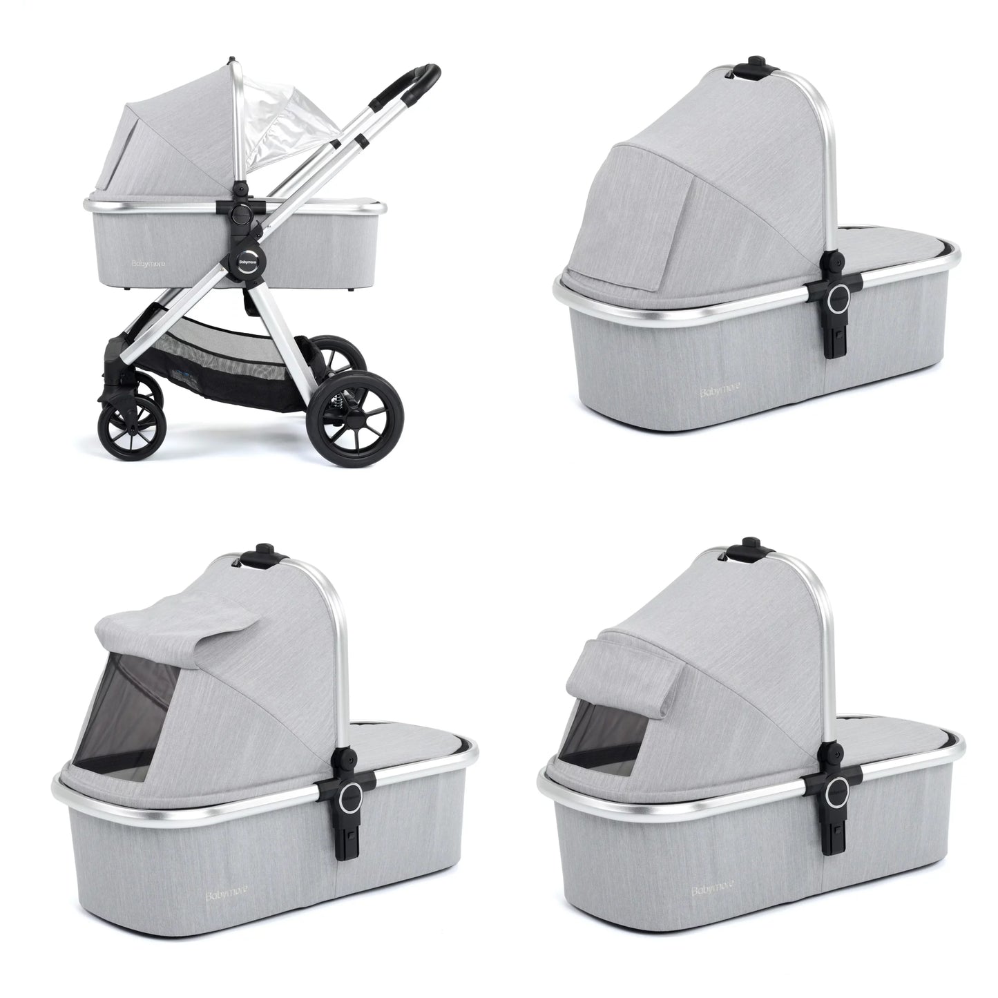 Babymore Memore V2 Travel System Coco with Base – Silver