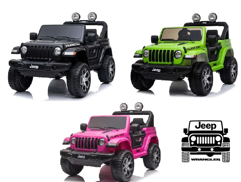 Kids ride-on Jeep Wrangler Rubicon 12v with Leather Seats and Eva Wheels