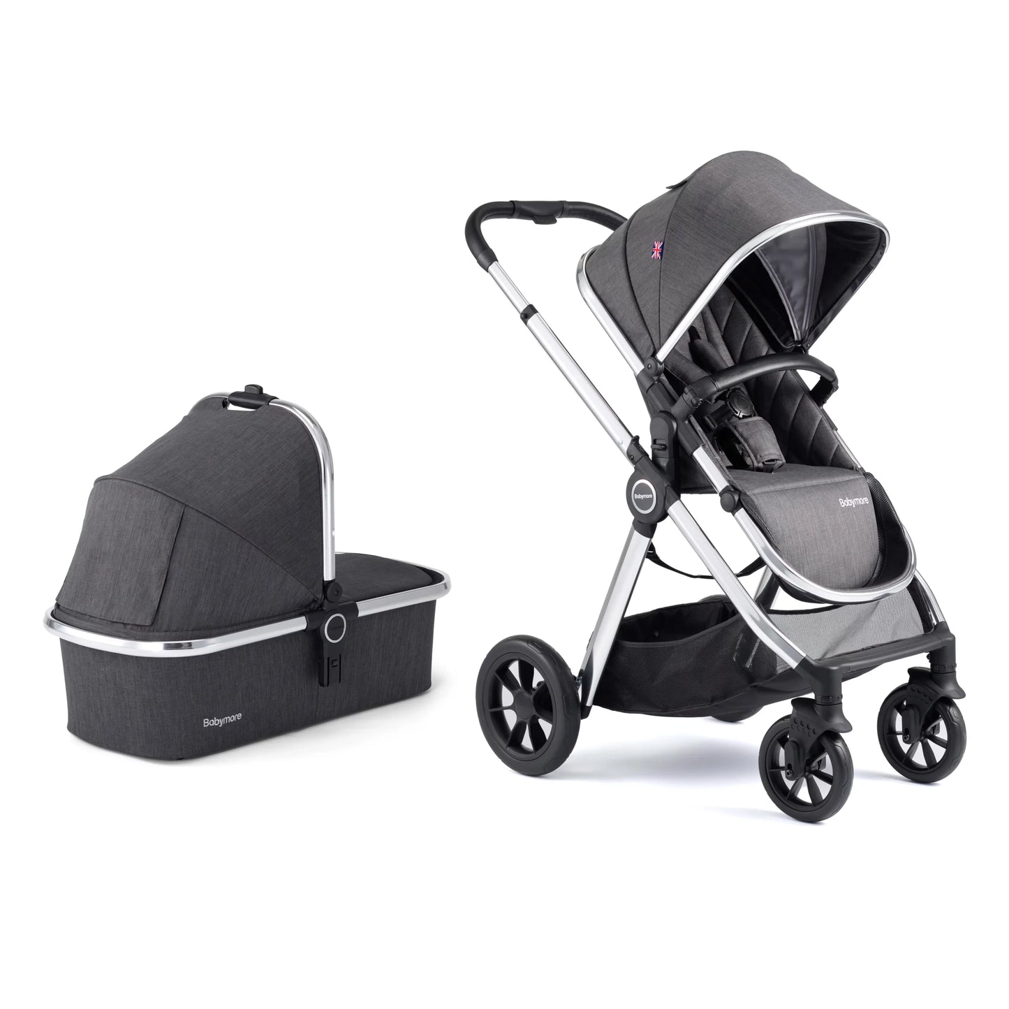 Babymore Memore V2 Travel System Coco with Base – Chrome