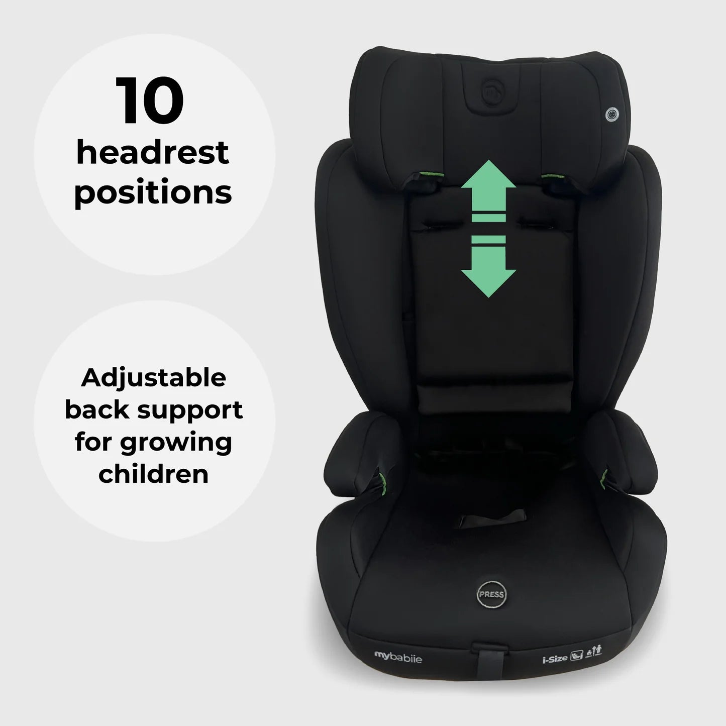 My Babiie MBCS75 Toddler to Booster R129 Car Seat with ISOFIX - Black