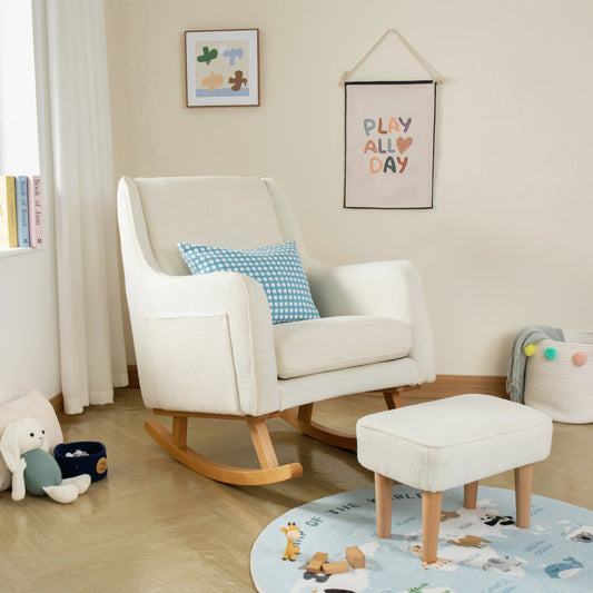 Babymore Ida Nursing Chair with Footstool – Bouclé