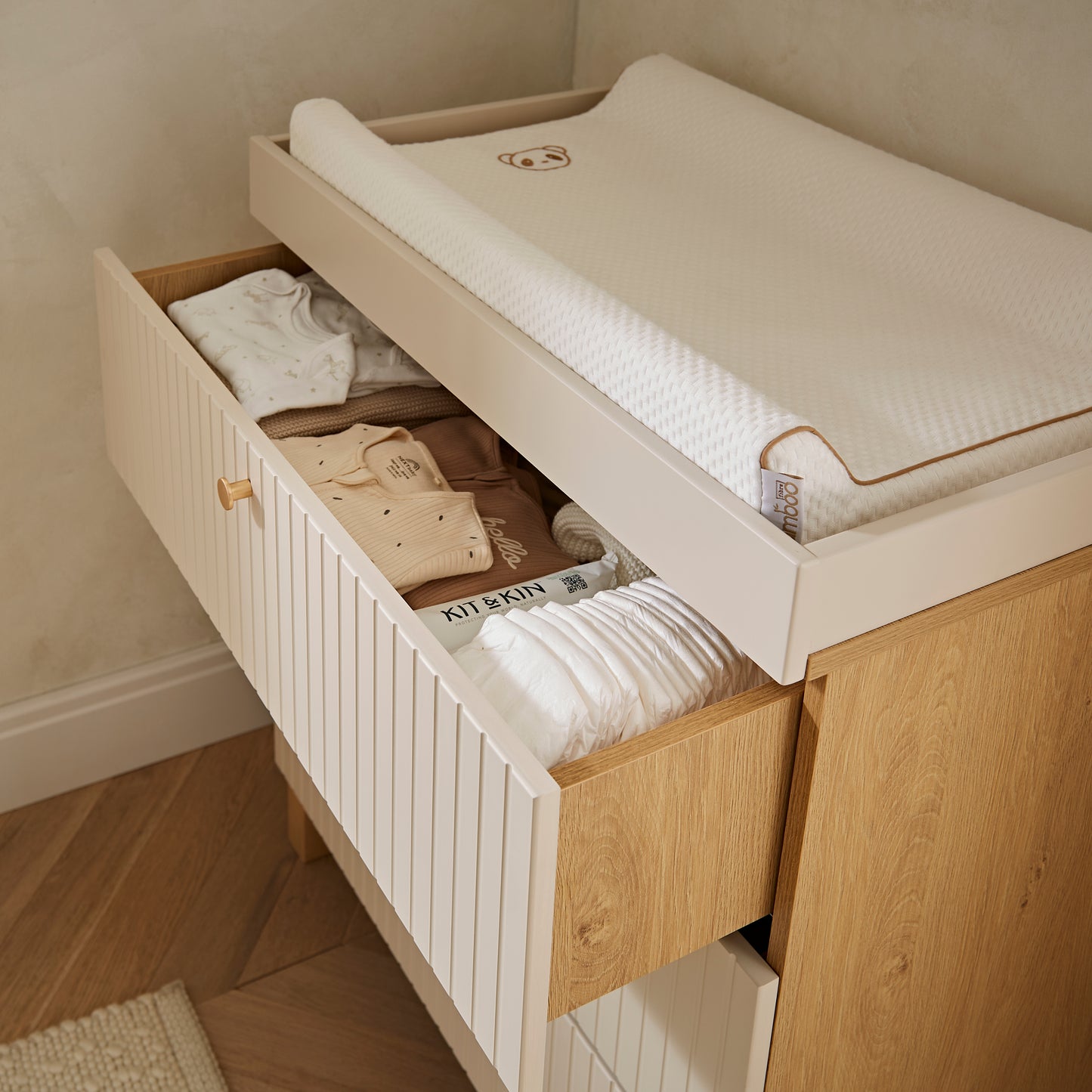 CuddleCo Remi 3 Piece Nursery Furniture Set - Oak & Cashmere