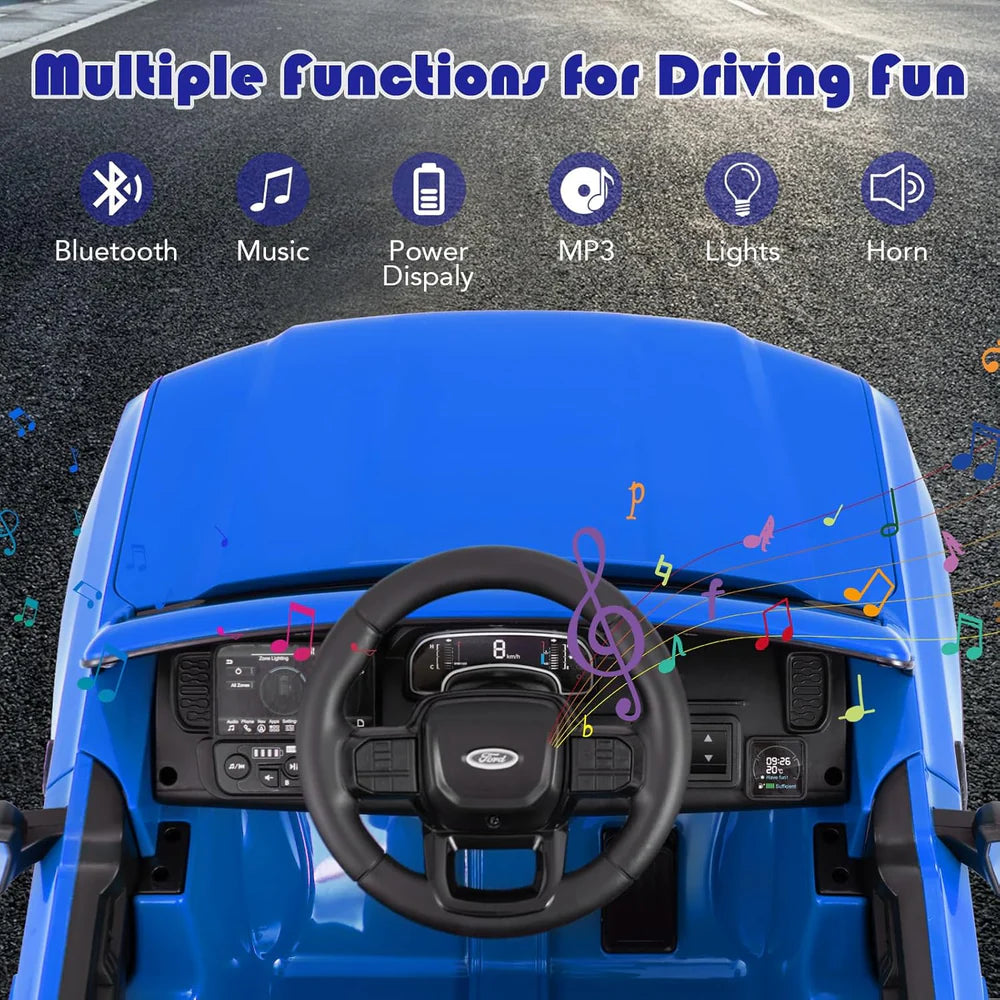 Kids Ride on Ford Ranger 12V Electric Car with Parental Remote - Blue